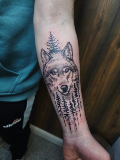 Beauty and Color Tattoo,Wolf